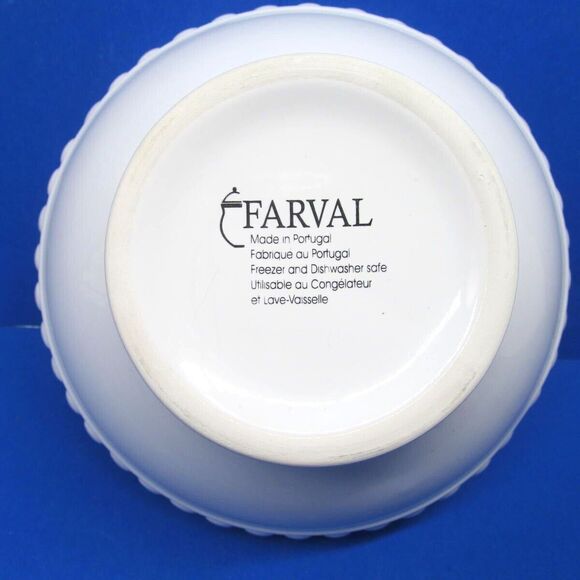 Farval White Footed Embossed Beaded 6 3/4"W X 3 1/2"H Round Bowl VGC Portugal - Picture 4 of 8